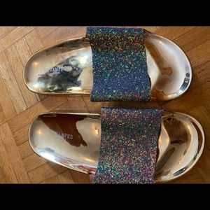Gold glitter slides